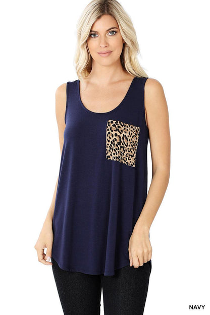 Relaxed Fit Tank with Animal Pocket (Multiple Colors)