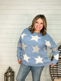 "Restless" Long Sleeve Star Sweater-Lola Monroe Boutique