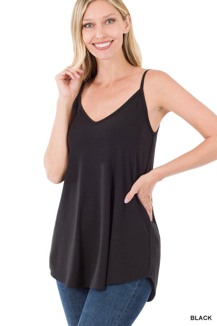 Reversible Spaghetti Strap Tank (Black)