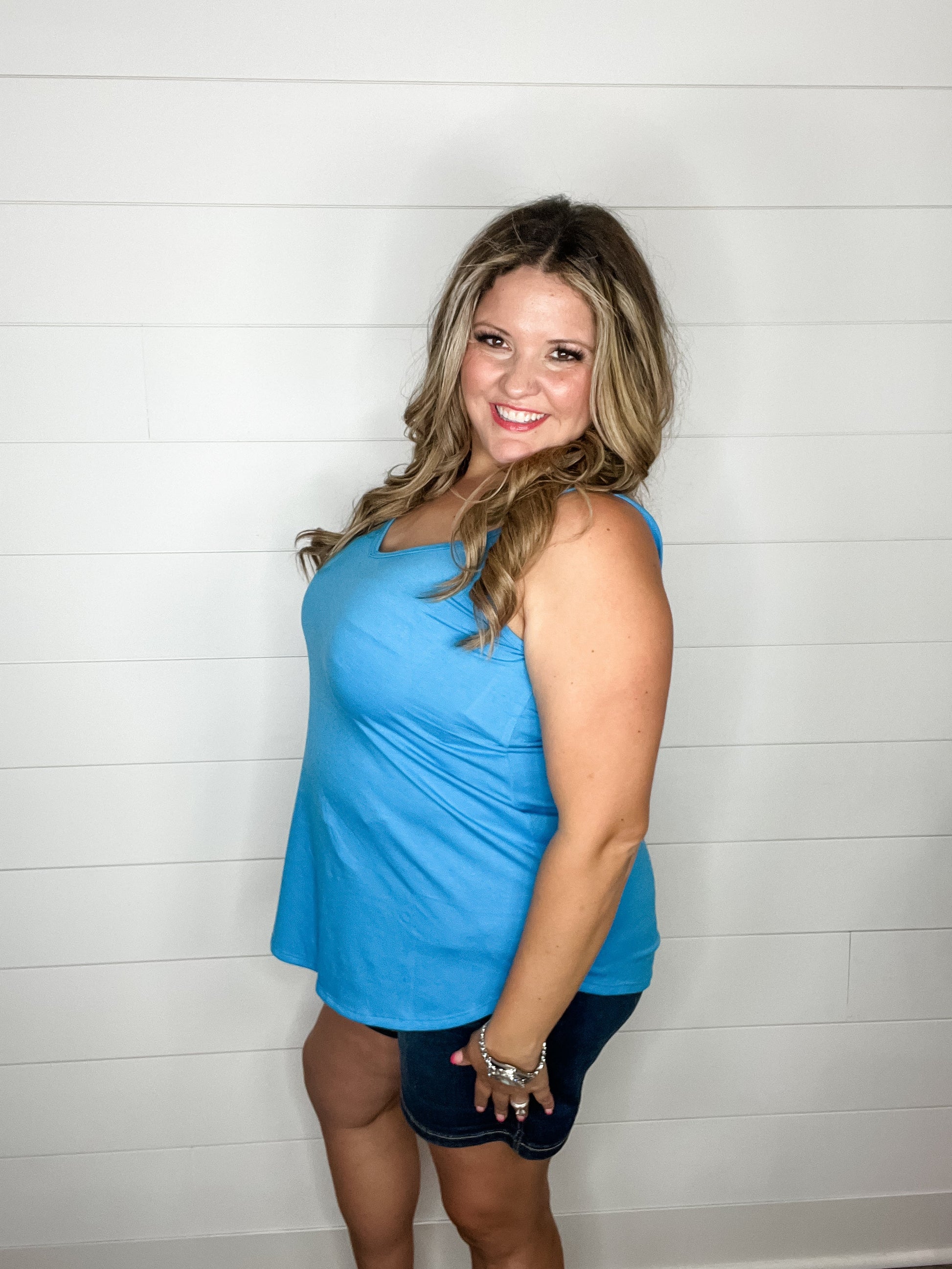 Reversible Spaghetti Strap Tank (Deep Sky)