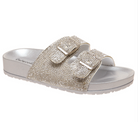 Rhinestone Double Buckle Inspired Kids Sandal (Silver)-Lola Monroe Boutique