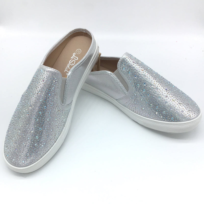 Rhinestone Sparkle Mule Style Slip On Sneaker (Womens)-Lola Monroe Boutique