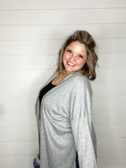 Ribbed Cardigan (Heather Grey)-Lola Monroe Boutique