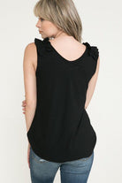 Ribs & Ruffles Tank Top (Black & Ivory)-Lola Monroe Boutique