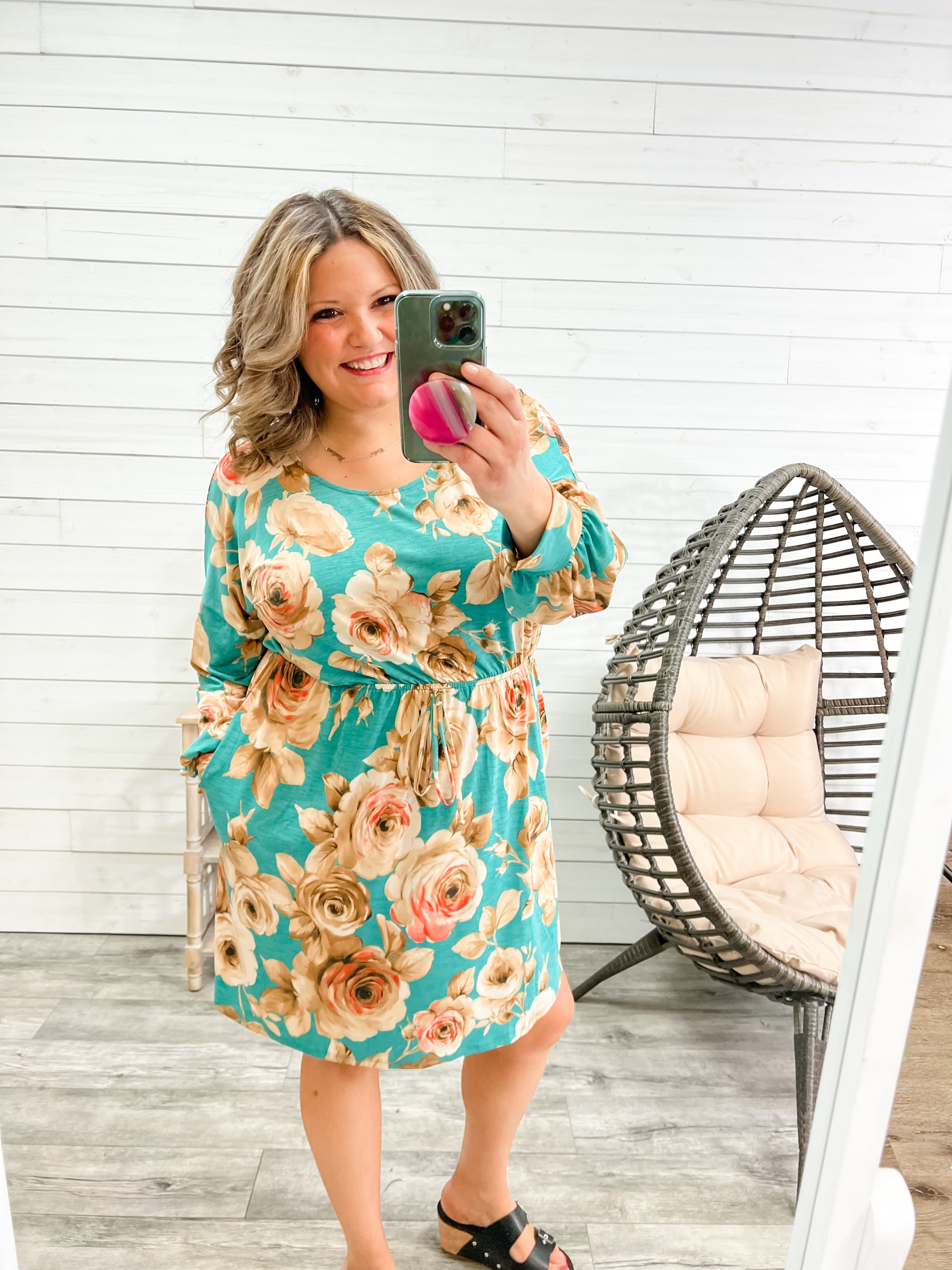 "Rico" Floral Long Sleeve Midi Dress-Lola Monroe Boutique