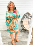 "Rico" Floral Long Sleeve Midi Dress-Lola Monroe Boutique