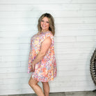 "Right At Home" Floral Ruffle Cap Sleeve Tunic/Dress with Pockets-Lola Monroe Boutique