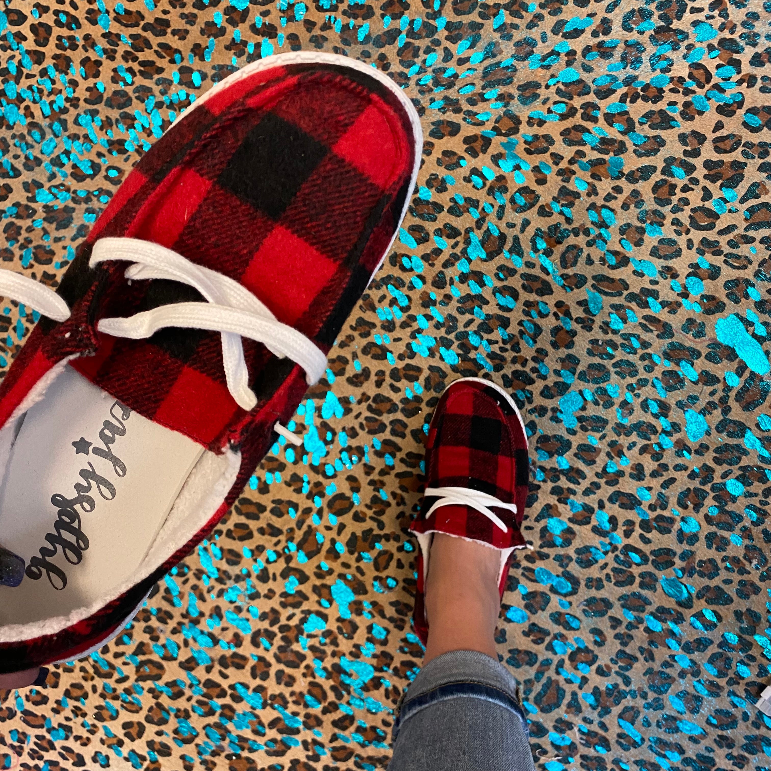 "Riley" Buffalo Plaid Sherpa Lined Slip On-Lola Monroe Boutique