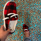 "Riley" Buffalo Plaid Sherpa Lined Slip On-Lola Monroe Boutique