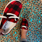 "Riley" Buffalo Plaid Sherpa Lined Slip On-Lola Monroe Boutique