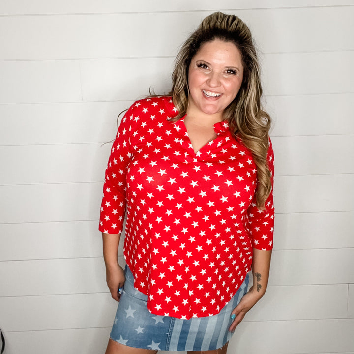 "Rising" 3/4 Sleeve Split Neck