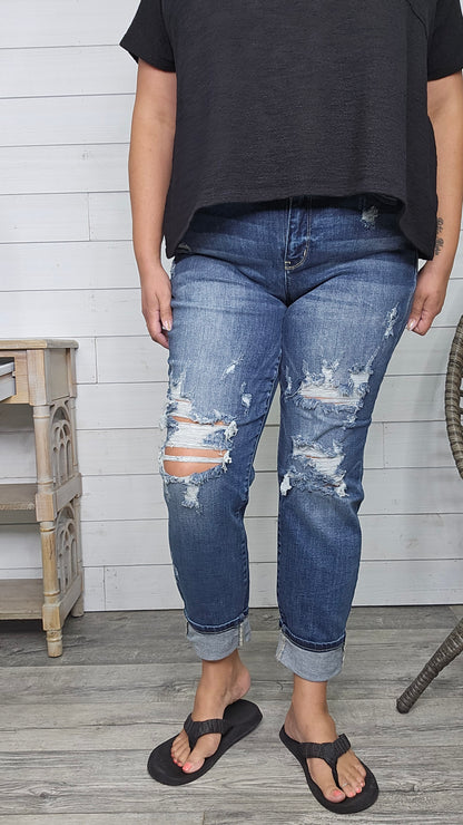 Judy Blue "Welcome to the Party" Boyfriend Jeans