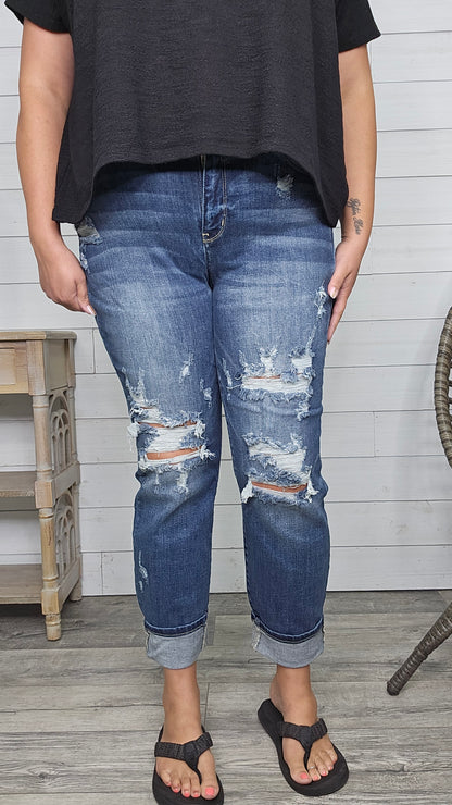 Judy Blue "Welcome to the Party" Boyfriend Jeans