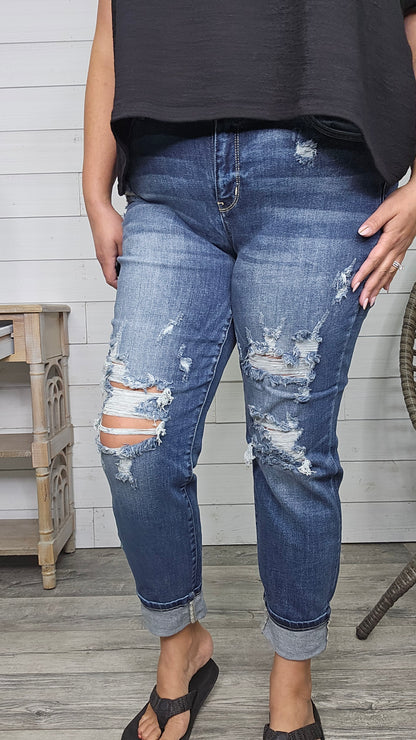 Judy Blue "Welcome to the Party" Boyfriend Jeans
