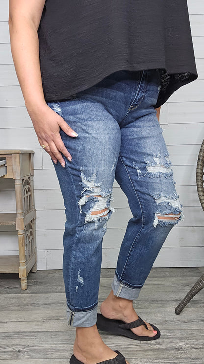 Judy Blue "Welcome to the Party" Boyfriend Jeans