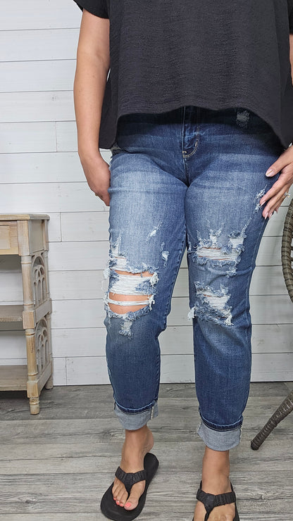 Judy Blue "Welcome to the Party" Boyfriend Jeans