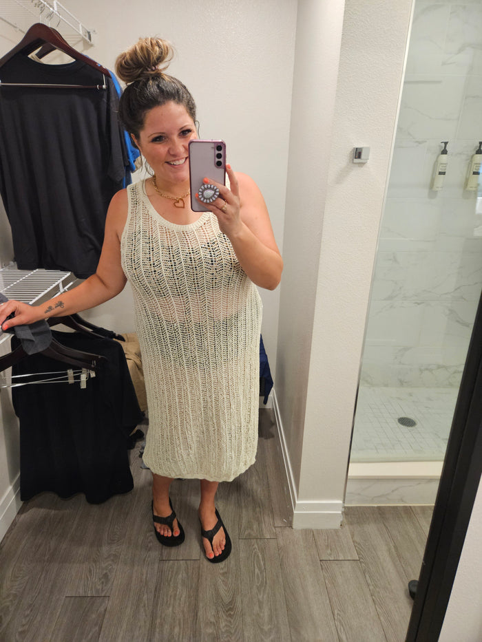 "Travels Well" Knit Sleeveless Cover Up with Tote Bag (Multiple Colors)