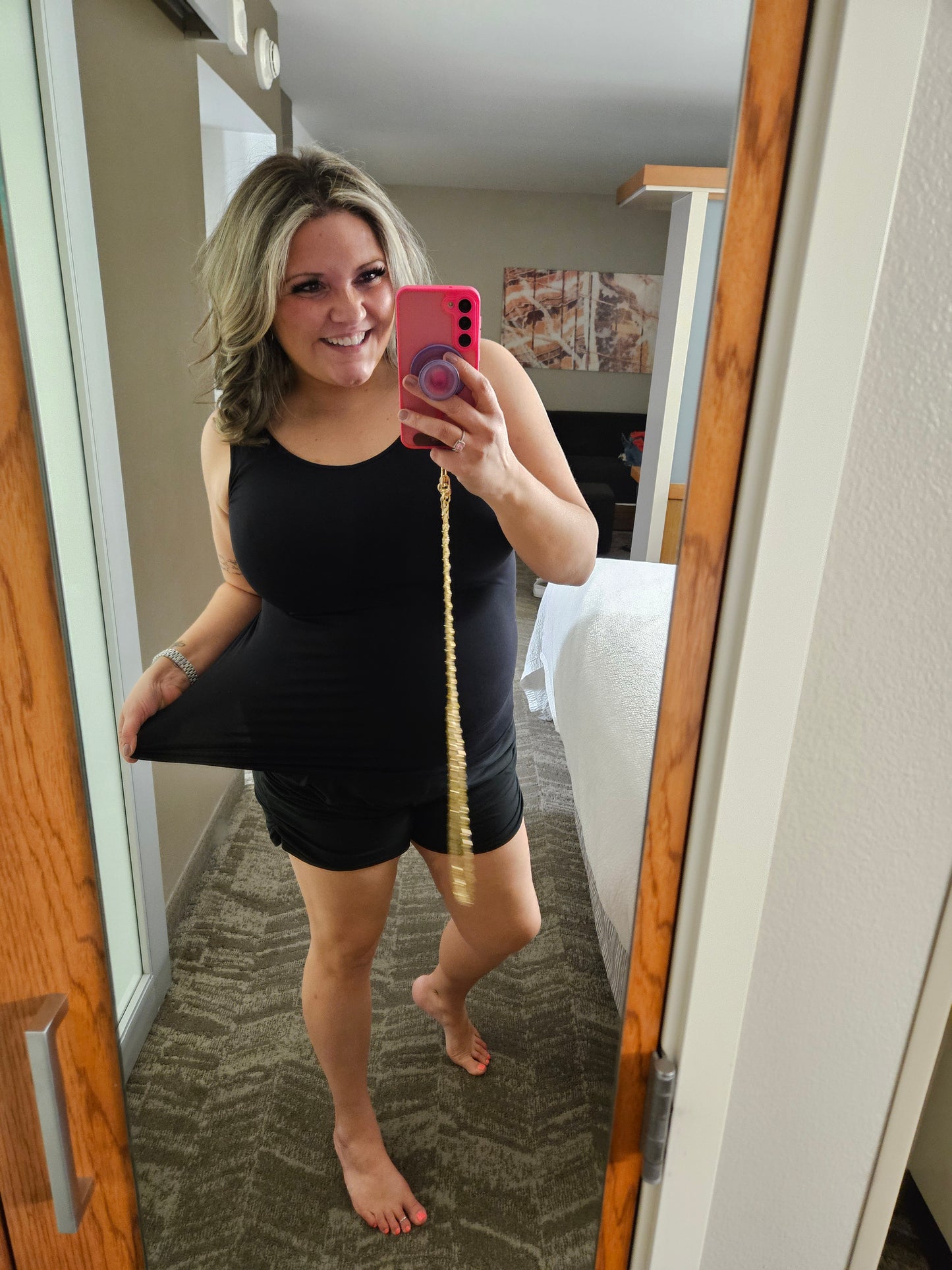 "Stephanie" Smoothing Tank Long Length Reversible Neck (Multiple Colors )