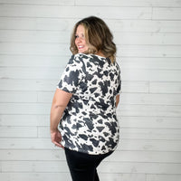 "Roaming" Short Sleeve Cow Print with Pink Bow-Lola Monroe Boutique