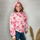 "Robertson" Floral Balloon Sleeve Hoodie-Lola Monroe Boutique