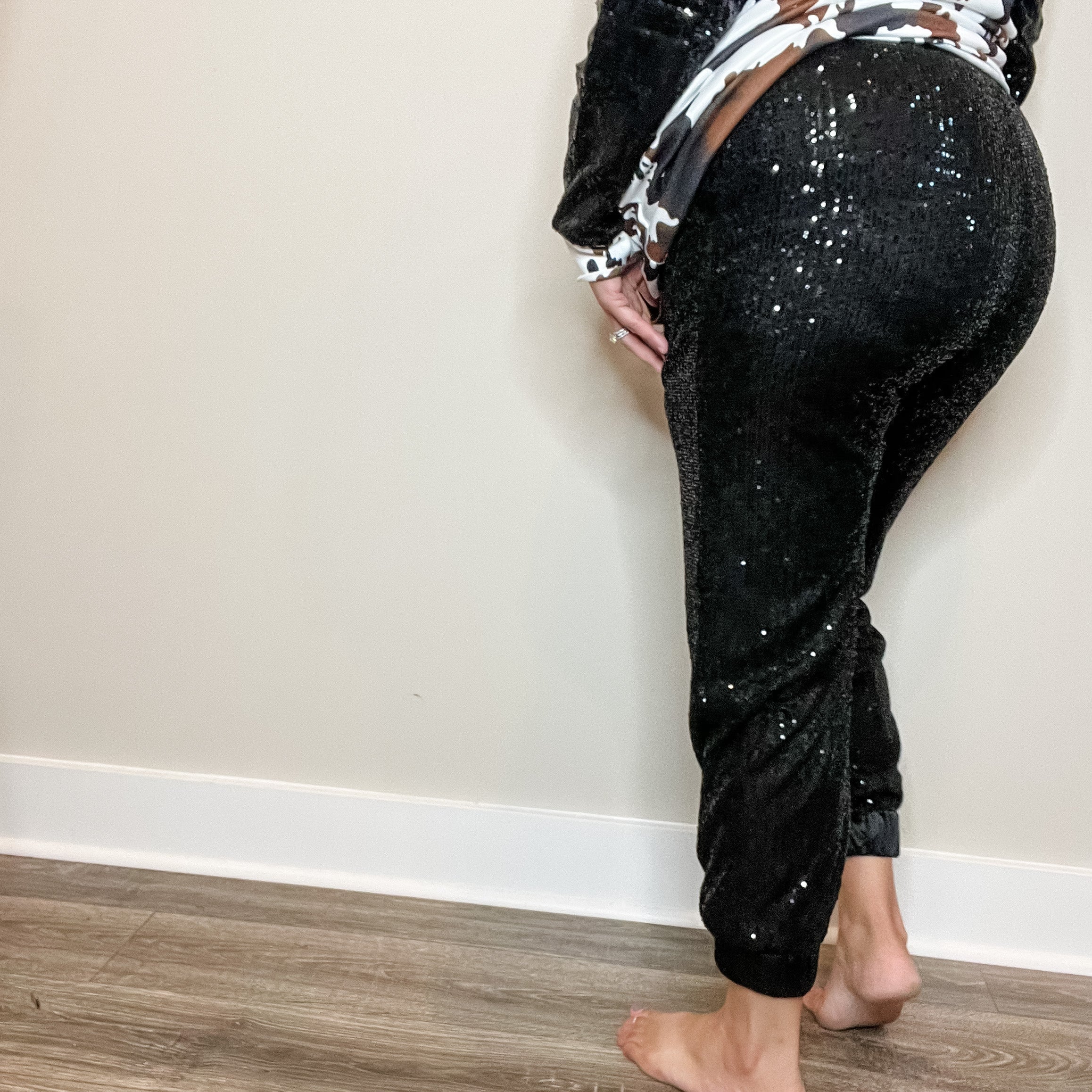 "Rockstar" Sequinned Joggers-Lola Monroe Boutique