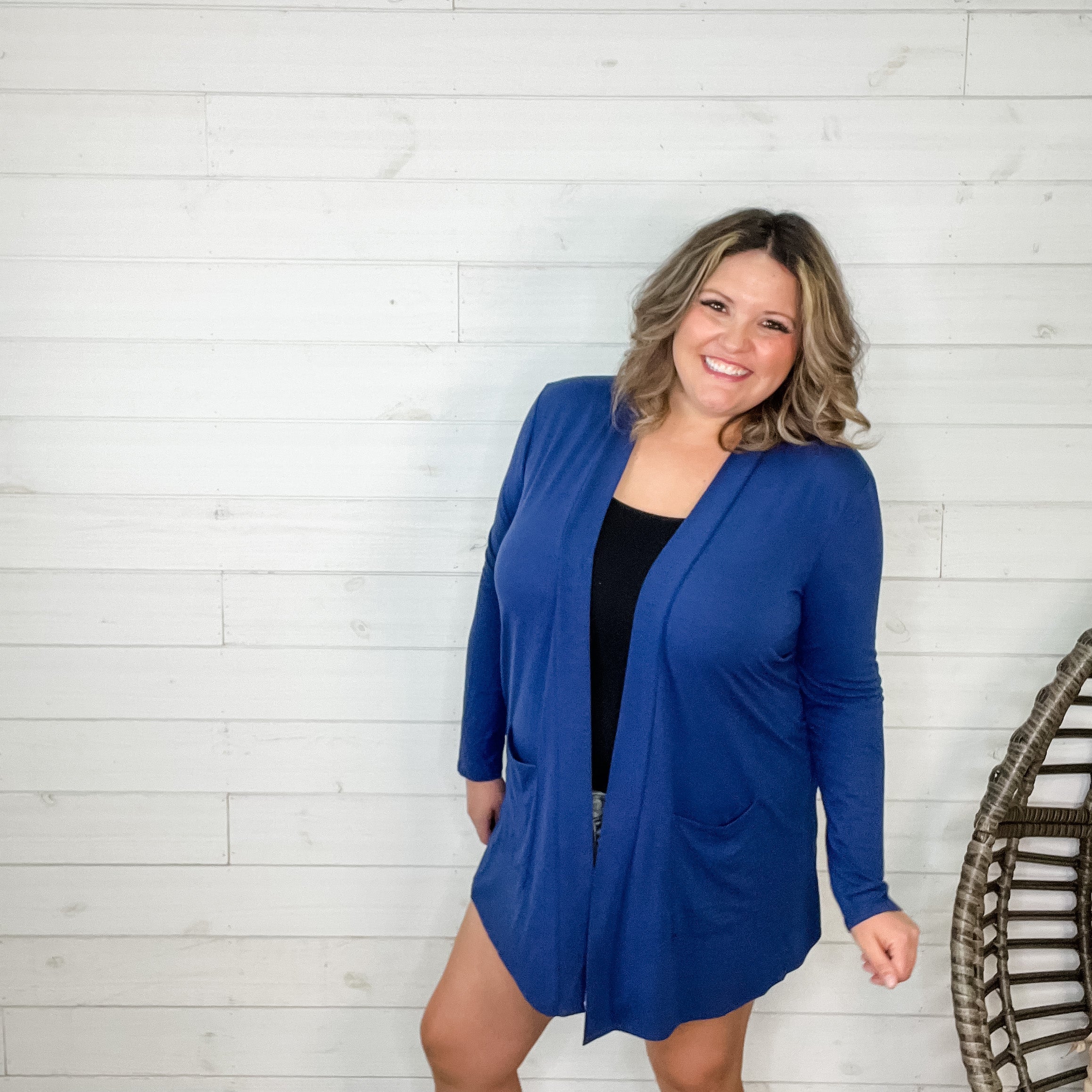 "Roger" Slouchy Pocket Cardigan (Light Navy)-Lola Monroe Boutique