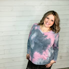 "Roman" Tie Die Long Sleeve V Neck-Lola Monroe Boutique