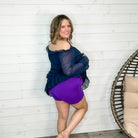 "Romantic" Long Sleeve Off the Shoulder Ruffle Dress (Navy)-Lola Monroe Boutique