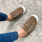 "Ronnie Ann" By Gypsy Jazz Slip on Faux Suede & Fur Sneaker (Brown)-Lola Monroe Boutique