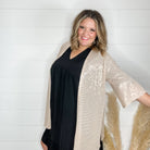 "Roosevelt" Short Sleeve Sparkle Cardigan with Double Ruffle Sleeve (Champagne)-Lola Monroe Boutique