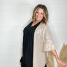 "Roosevelt" Short Sleeve Sparkle Cardigan with Double Ruffle Sleeve (Champagne)-Lola Monroe Boutique