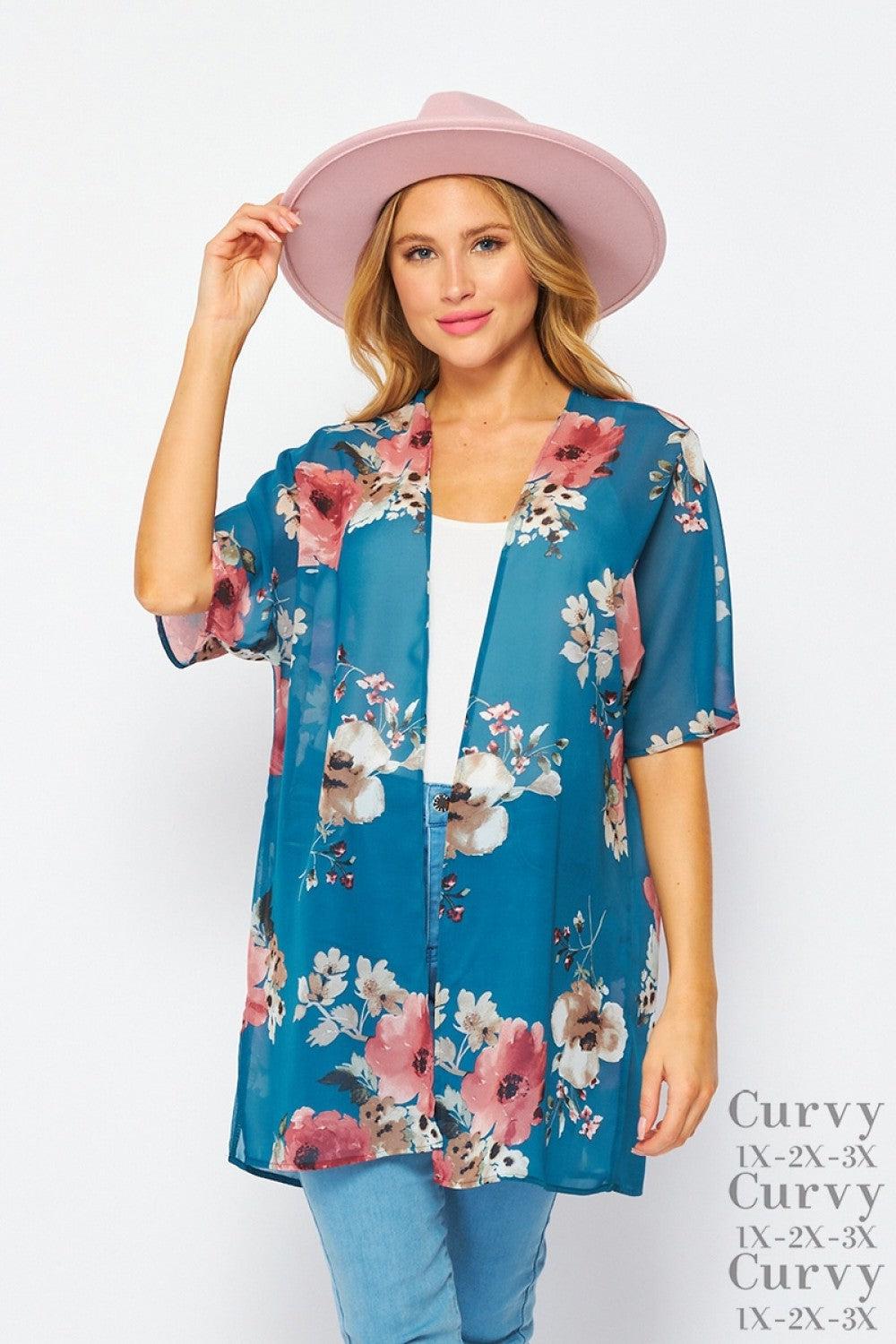 "Rory" Floral Short Sleeve Kimono-Lola Monroe Boutique