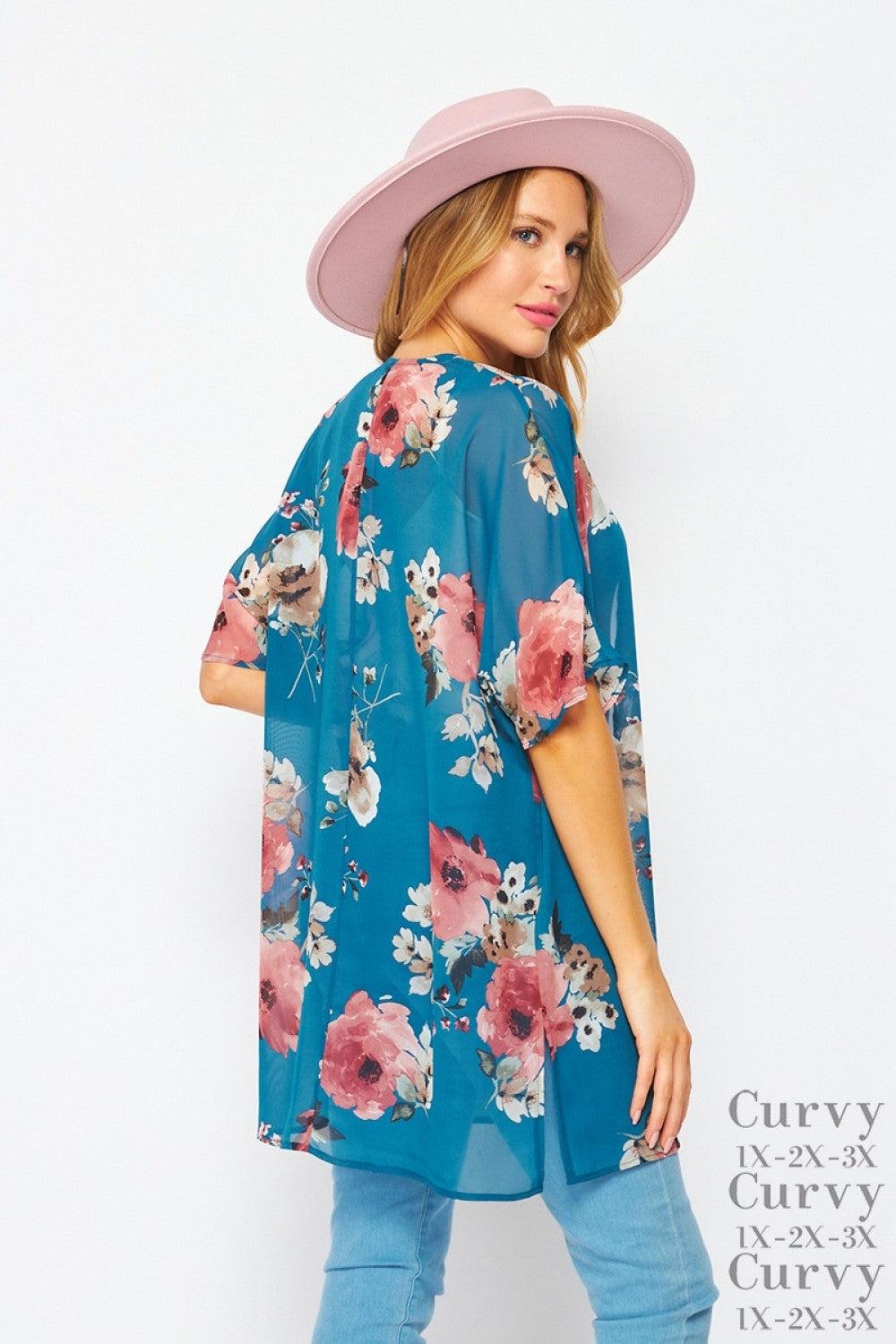 "Rory" Floral Short Sleeve Kimono-Lola Monroe Boutique