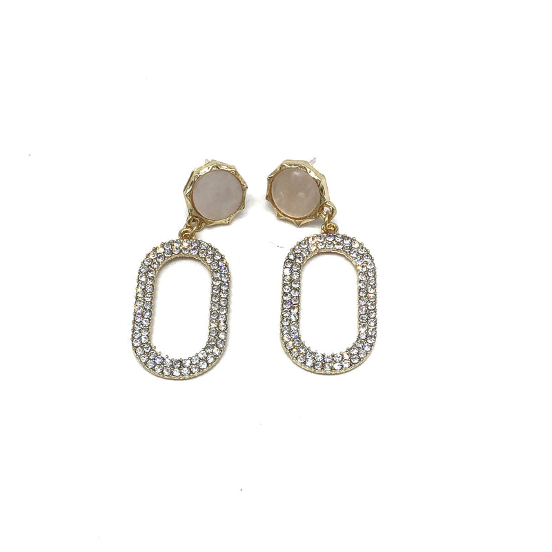 Rose Gold Crystal Studded Drop Earring-Lola Monroe Boutique
