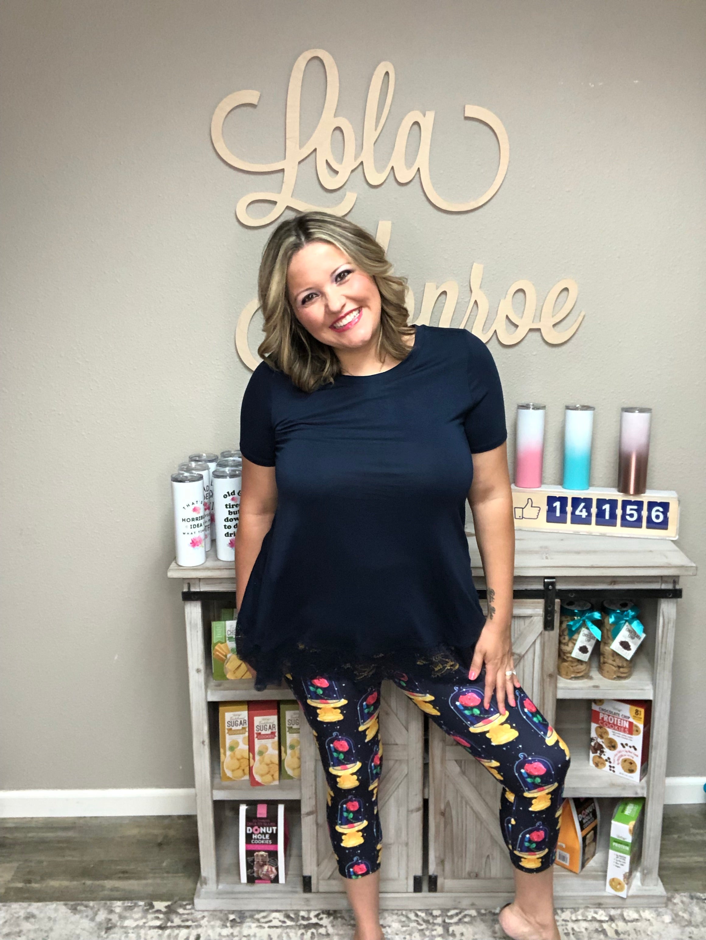 Rose Printed Leggings & Capris-Lola Monroe Boutique