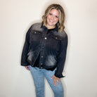 "Rough and Ready" Denim Jacket with Fringe Detail (Black)-Lola Monroe Boutique