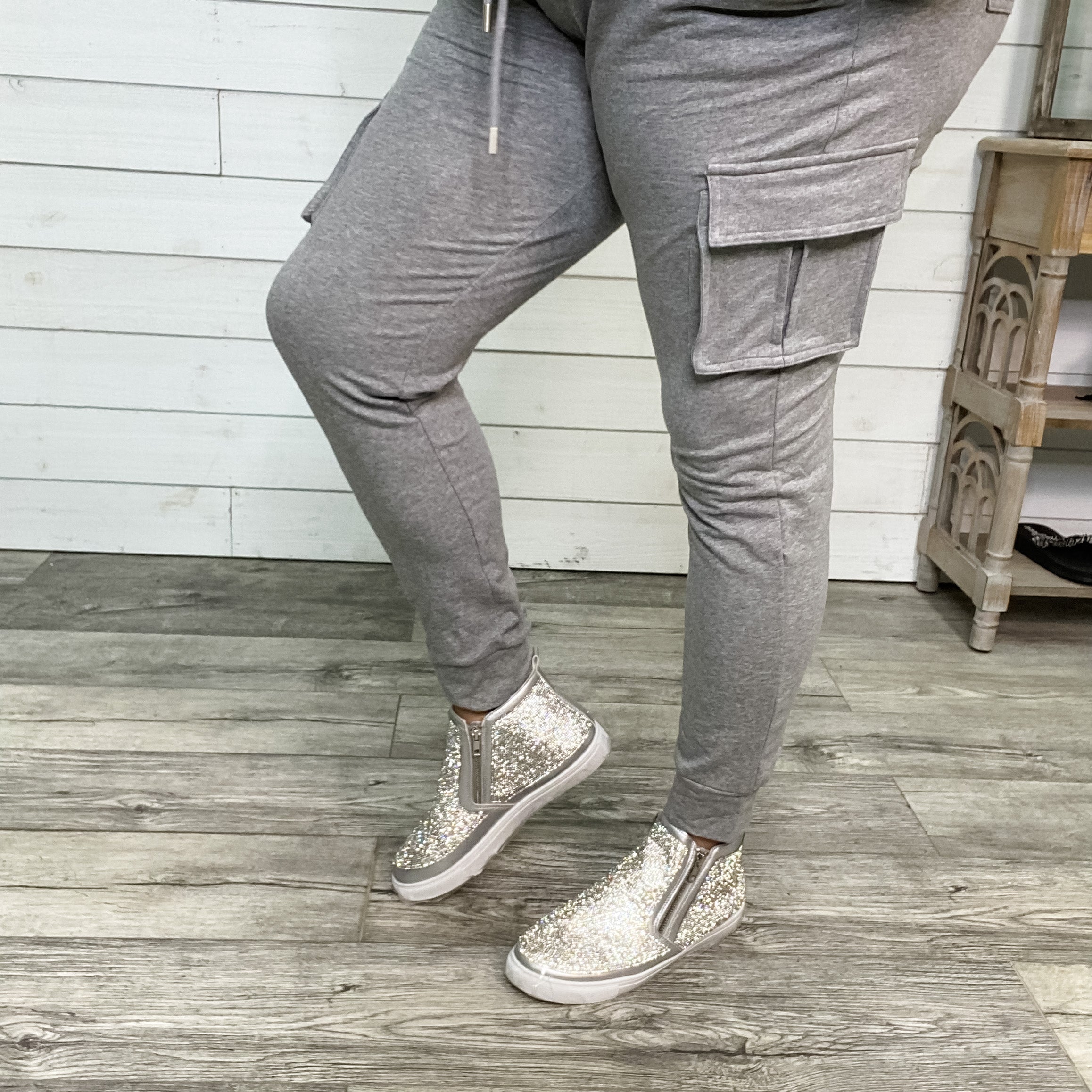 "Roughing It" Cargo Joggers (Grey)-Lola Monroe Boutique