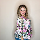 "Roundabout Way" Floral V Neck 3/4 Sleeve-Lola Monroe Boutique