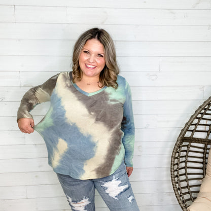 "Rowan" Tie Die Long Sleeve V Neck