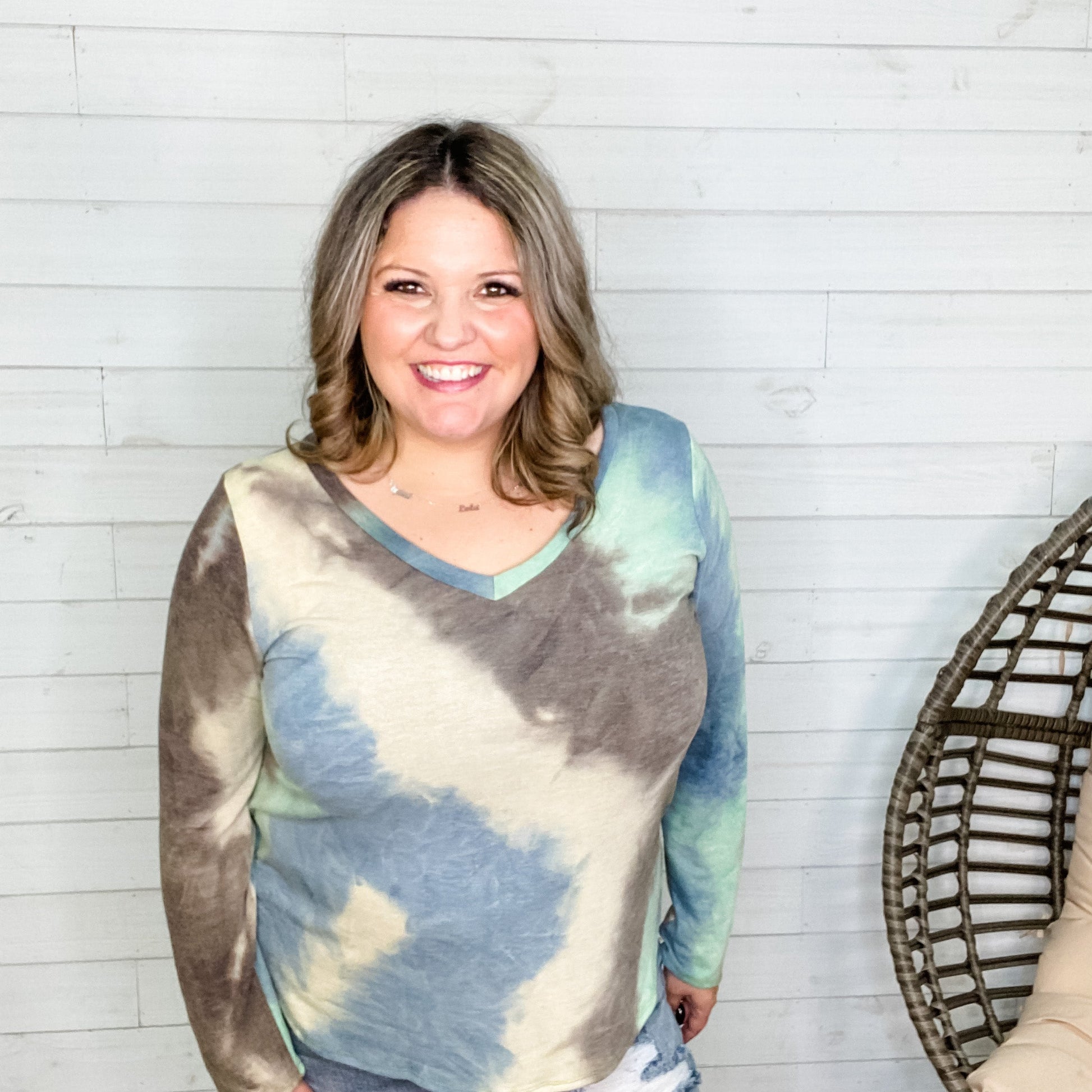 "Rowan" Tie Die Long Sleeve V Neck