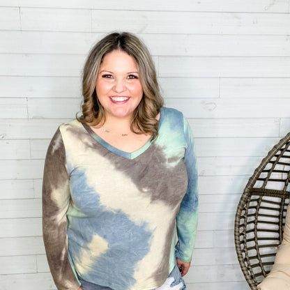 "Rowan" Tie Die Long Sleeve V Neck