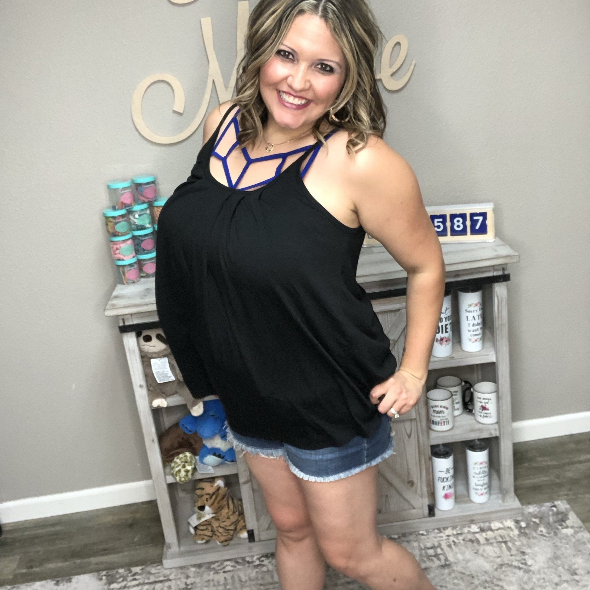 Ruched Pleated Front Adjustable Strap Cami (Multiple Colors)