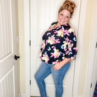 "Sagittarius" Floral Split Neck Lizzy 3/4 Sleeve Split Neck-Lola Monroe Boutique