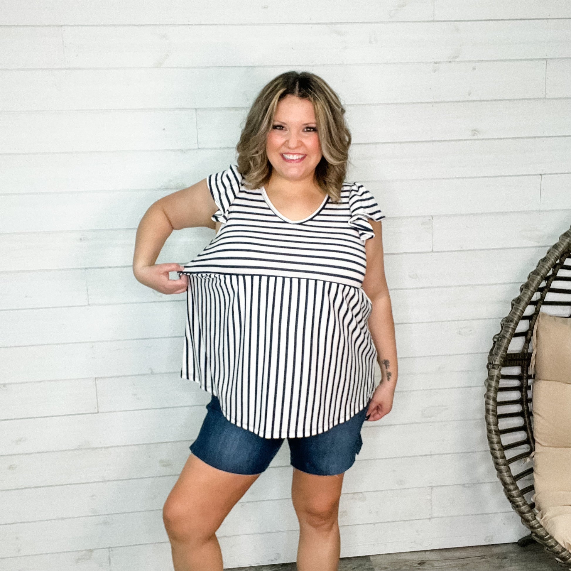 "Sail Away" Ruffle Cap Sleeve Babydoll