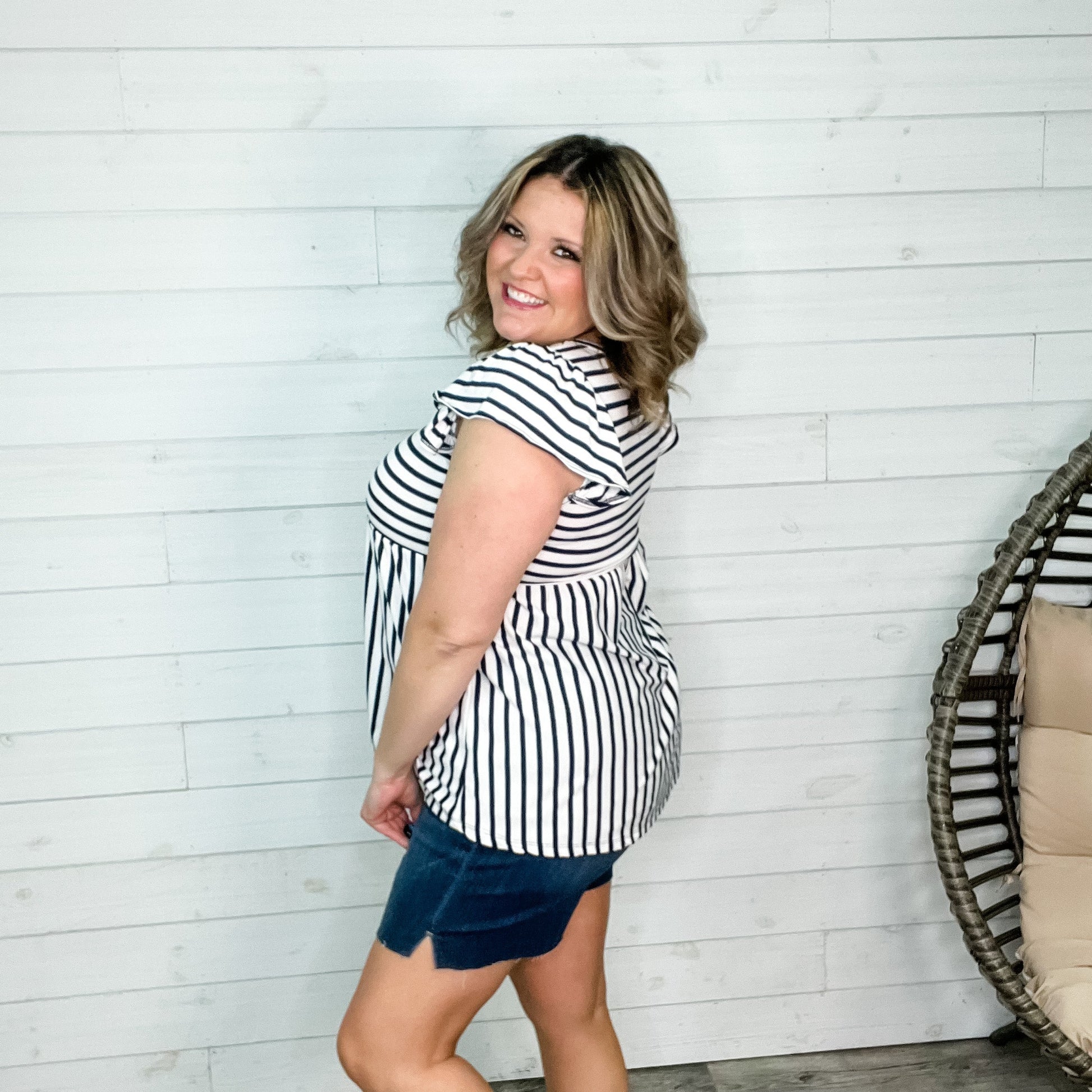 "Sail Away" Ruffle Cap Sleeve Babydoll