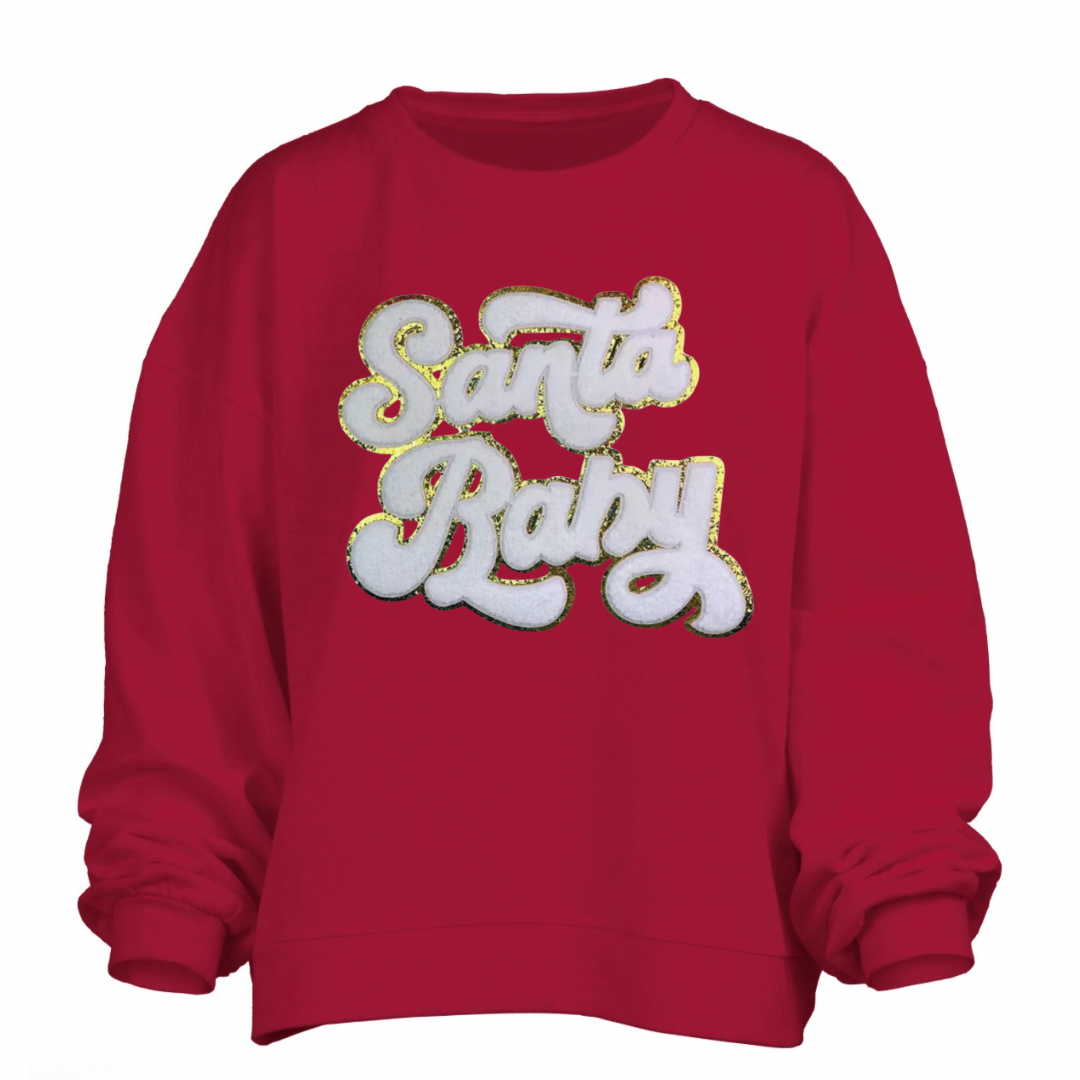 Santa baby chenille and glitter patch-Lola Monroe Boutique