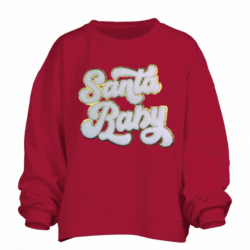 Santa baby chenille and glitter patch-Lola Monroe Boutique