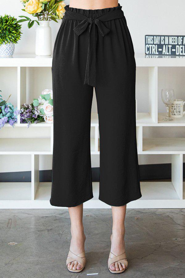 "Sassy" Paperbag Waistband Culottes with Pockets-Lola Monroe Boutique