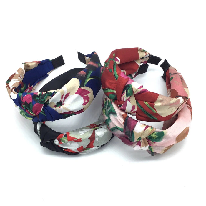 Satin Floral Headband-Lola Monroe Boutique