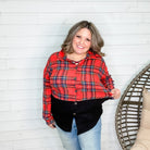 "Sawyer" Long Sleeve Button Up Plaid Colorblock-Lola Monroe Boutique